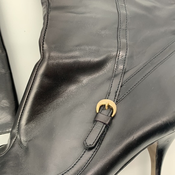 FENDI Black Leather Heeled Boots Tall Zipper - Picture 3 of 15